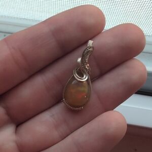 Silver Wire Wrapped Opal Pendant